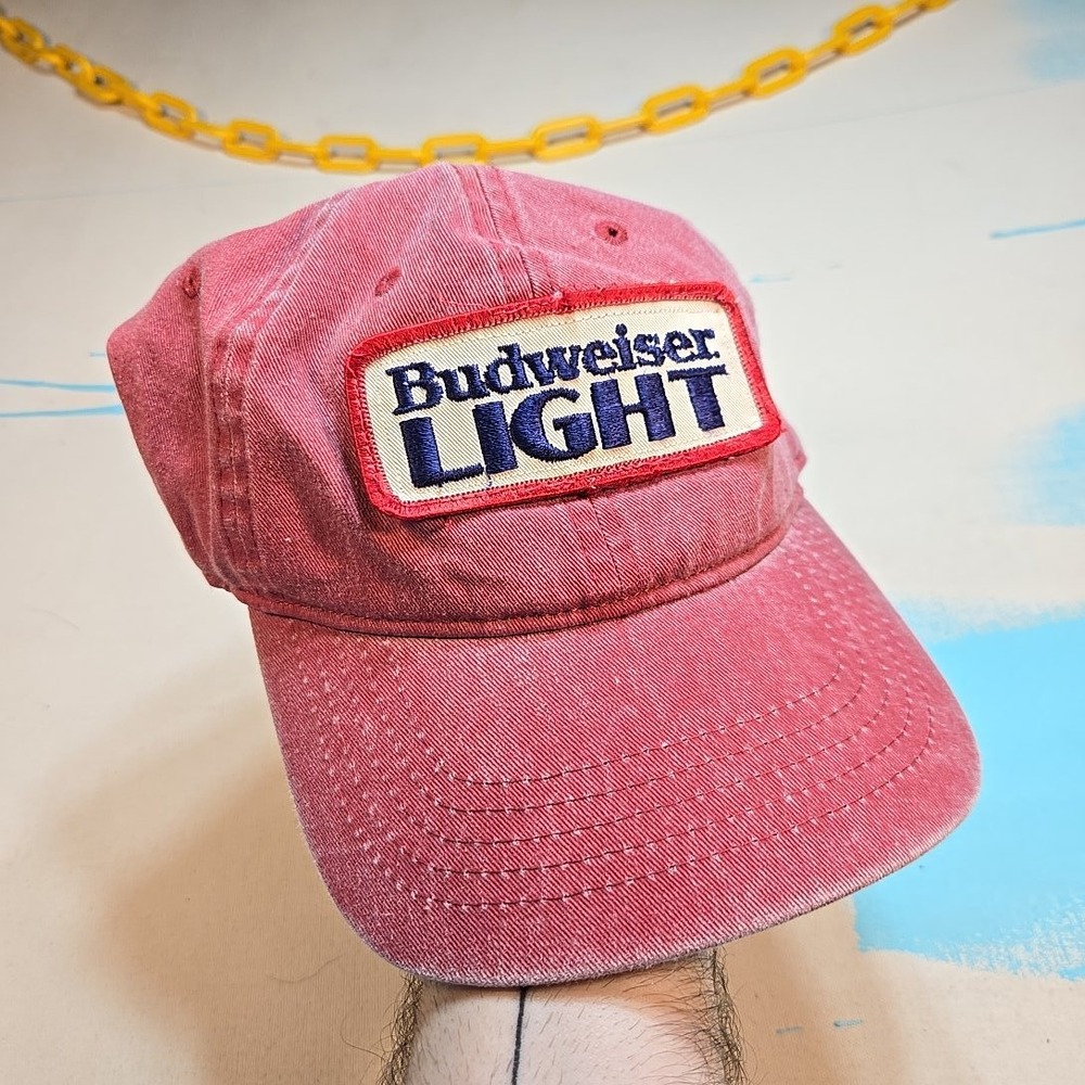 Budweiser Light Patch Hat Red Dad Patch Baseball … - image 1